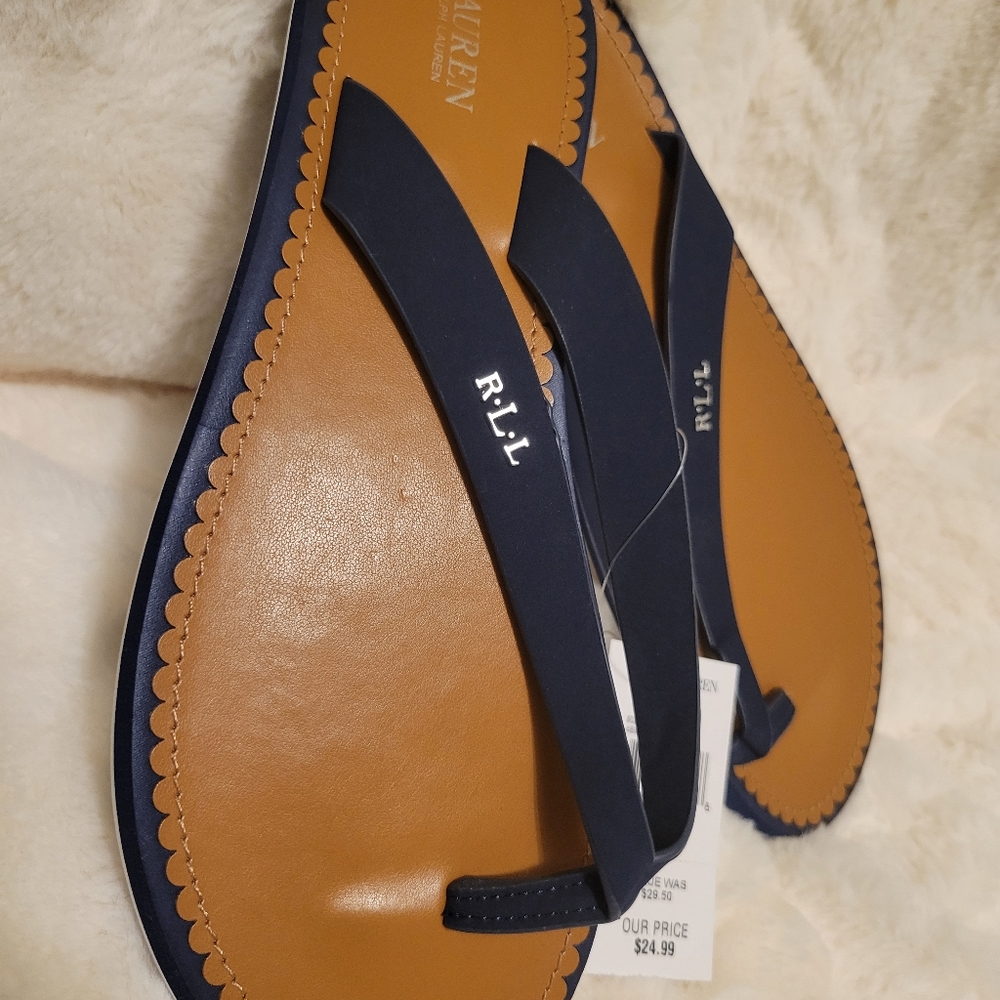 Navy blue Lauren Ralph Lauren sz 10 flip flops